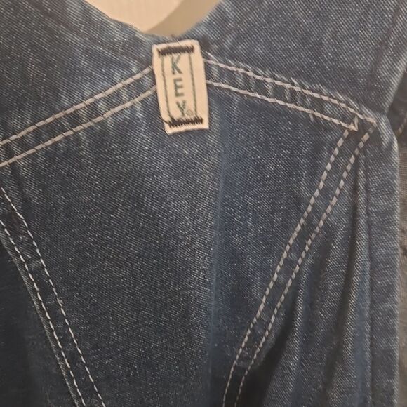 Vintage old key Blue Denim Overalls - Picture 9 of 10